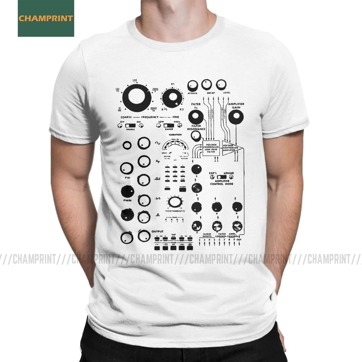 

Мужская хлопковая футболка с аналоговым синтезатором, с коротким рукавом, 4XL 5XL