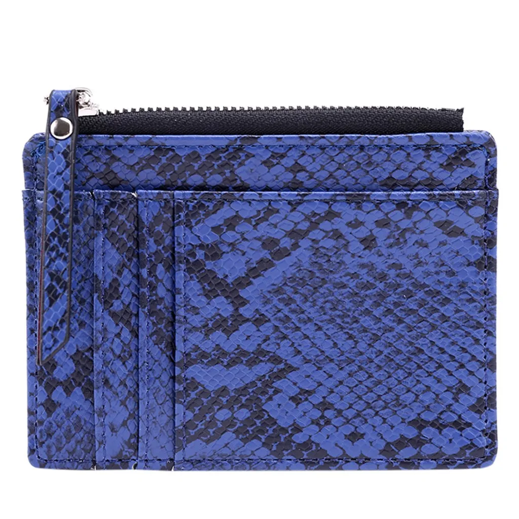 Женский кошелек роскошный синий модный для женщин Змеиный короткий монет