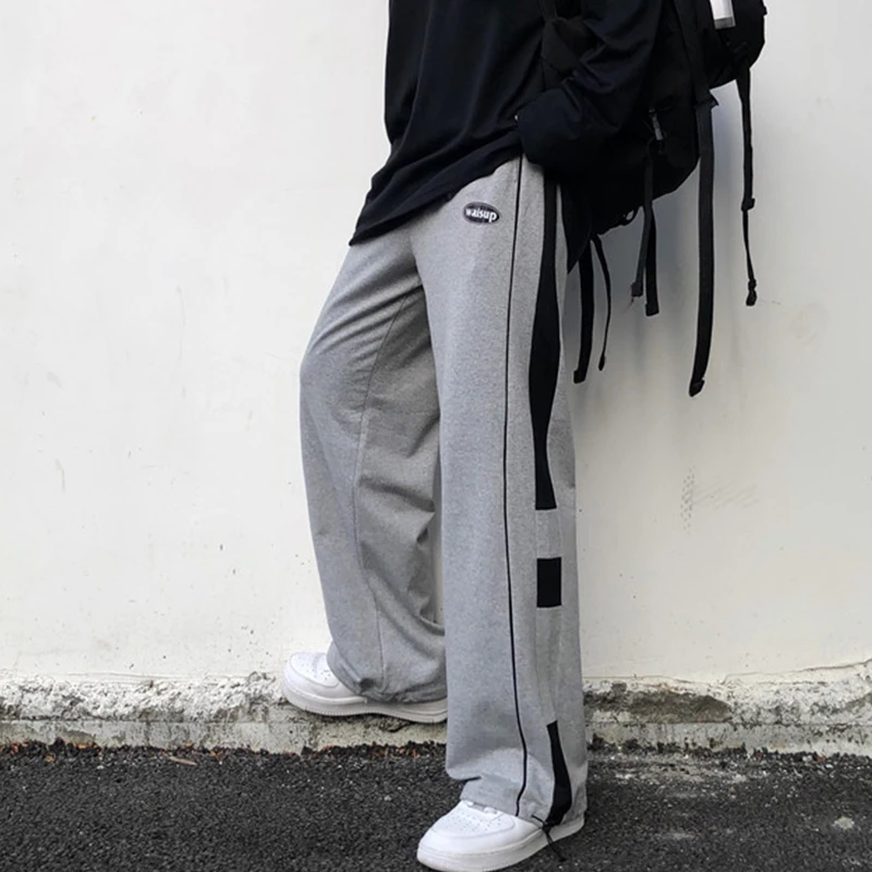 Men Womens Workout Sport Pants 2021 Spring Casual Elastic Waist Drawstring  Street Straight Wide Leg Pants Pockets Sweatpants