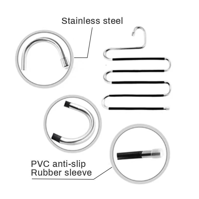 5 Layer Multilayer Storage Cloth Hangers Stainless Steel S Shape Pants Rack Holder MultiFunctional Clothes | Дом и сад