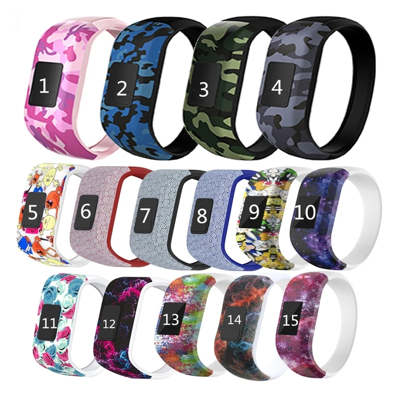 Colorful Wristband Silicone No Buckle Watch Band Strap Watchband Sports Replacement for Garmin Vivofit JR/Vivofit JR2/Vivofit 3