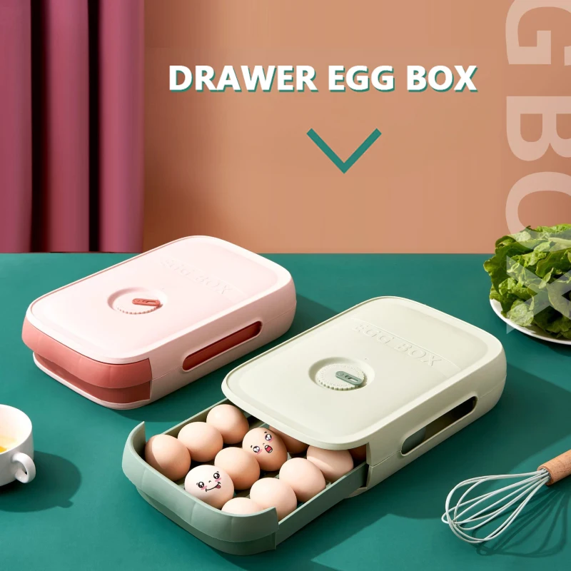 

Refrigerator Egg Holder Organizer Box Food Container Convenient Eggs Fresh Keeping Storage Boxes Kitchen Durable Drawer Box Case