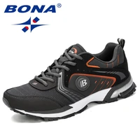 bona running shoes for men light breathable leather golf trainers casual sports shoes outdoor jogging color matching sneakers