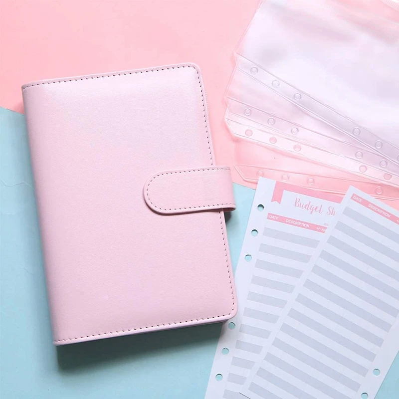 

A6 PU Leather Ring Binder for Bill Planner, Waterproof Cash Budget Envelopes Syste