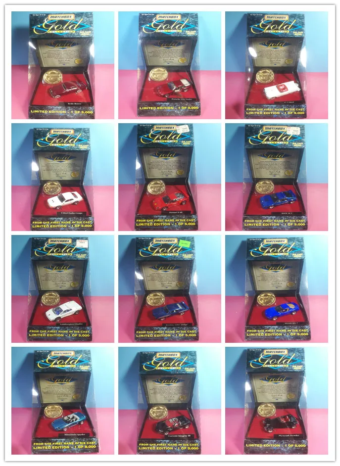 

Matchbox 1:64 GOLD Coin Ferrari BMW M1 Porsche 911 Collection Edition Metal Diecast Model Race Car Kids Toys Gift