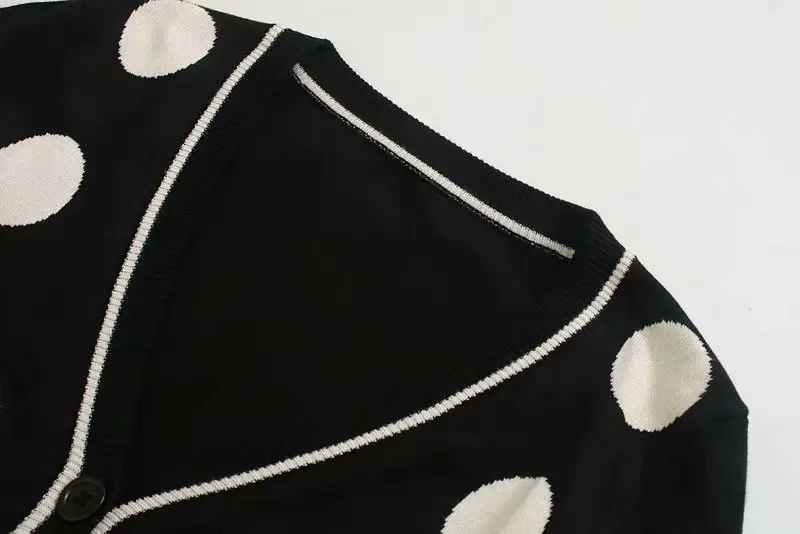 2019 осенне-зимний женский свитер кардиганы в Горошек Кардиганы с принтом пончо