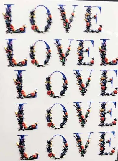 3D акриловые Выгравированные наклейки для ногтей зимние красочные цветы птицы