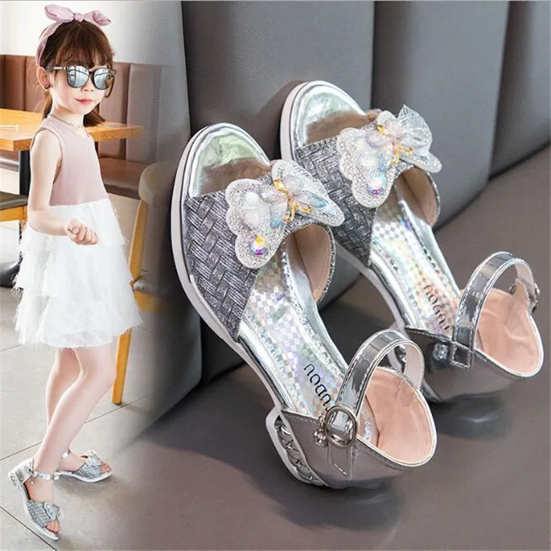 Босоножки с бантом для девочек туфли принцессы на мягкой нескользящей подошве