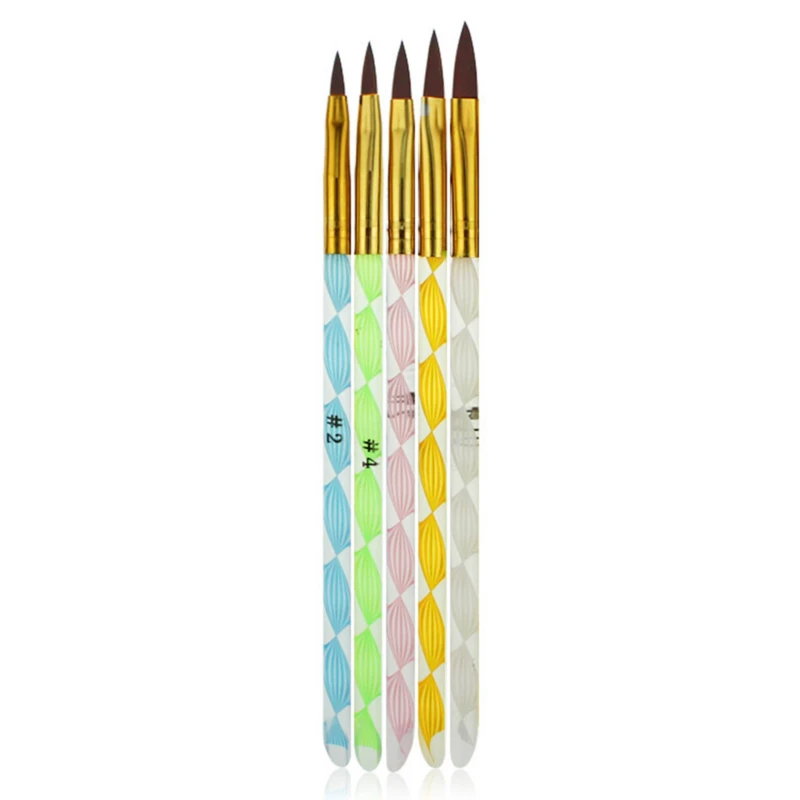 

Практичный кисти для ногтей УФ-гель покраска нажмите с силой так ручка Резной декор Маникюрный Инструмент 5 шт./компл.