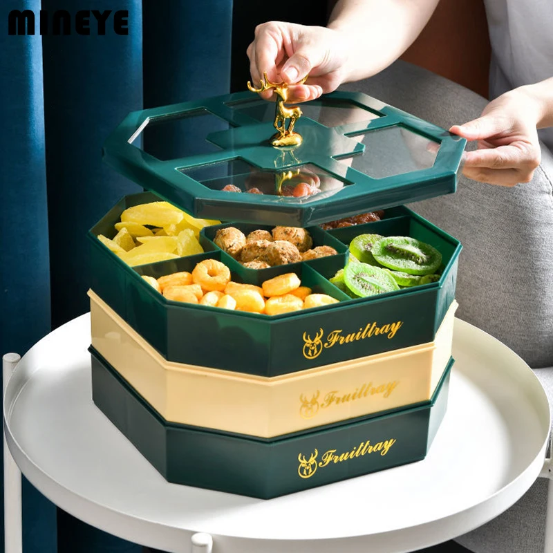 3 яруса с крышкой коробка для хранения сушеных фруктов пластиковая 5 отдельных