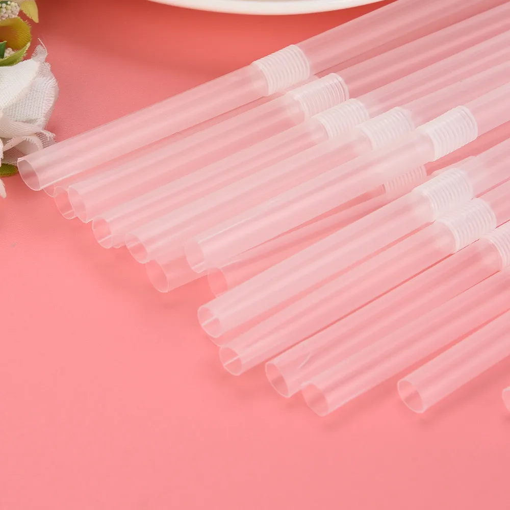 

100pcs Disposable Straws 260mm/240mm/210mm Clear Long Flexible Drinking Straws Wedding Party Plastic Drinking Straws