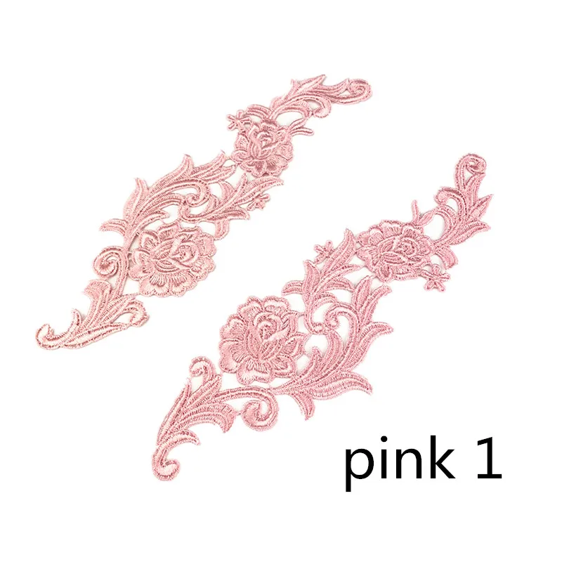 1 pair pink1 Zsbszc зеркальная пара золотистого и серебряного цвета с вышивкой, кружевной аппликацией, цветочными нашивками, воротничком, свадебное платье, торжественное платье, аксессуары, ткань JA35 - Цвет: 1 pair pink1
