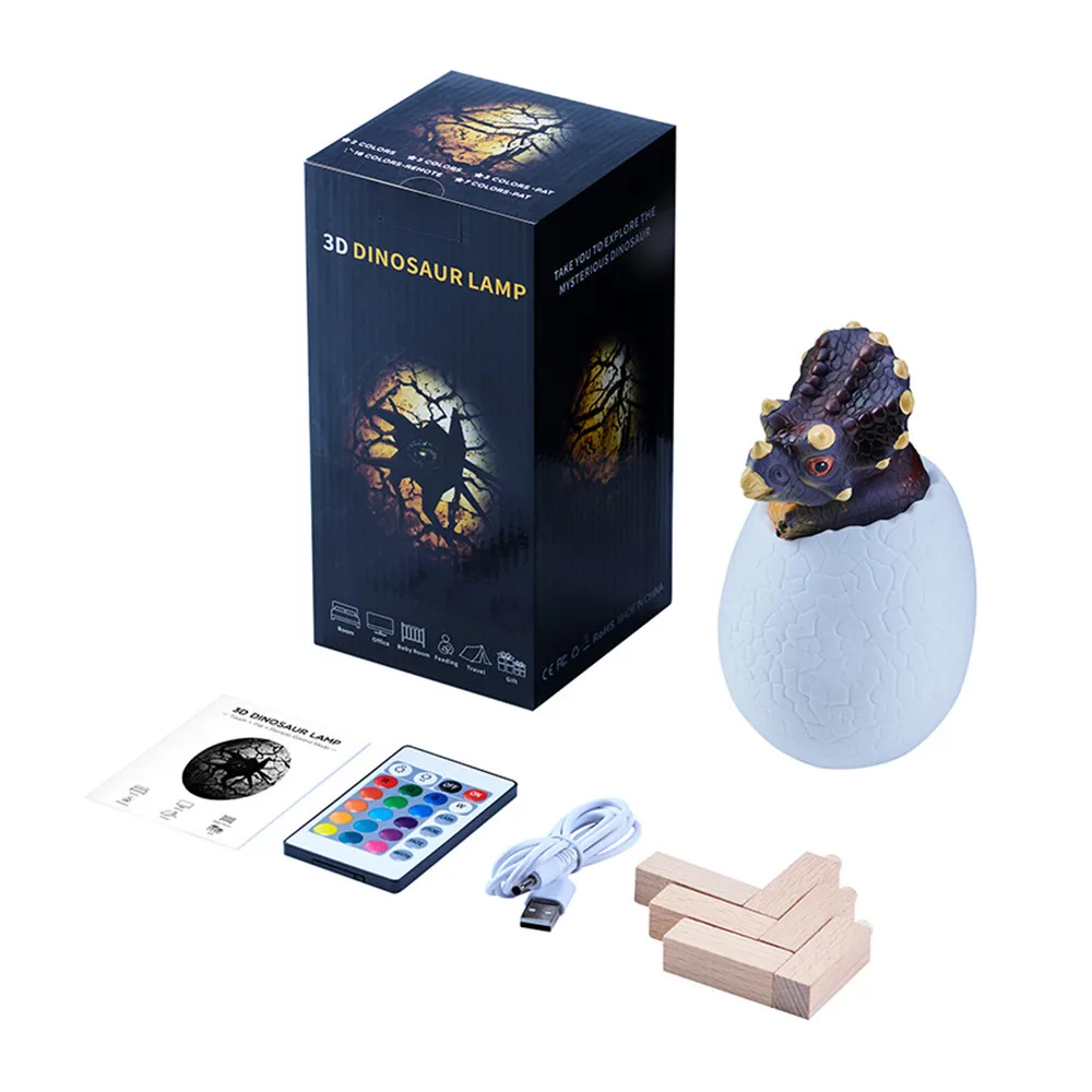 16RGB Dinosaur2 Lanpulux с пультом дистанционного управления, 3D ночник с динозавром, цветной светодиодный светильник для детей, маленьких мальчиков, настольная лампа с животными, подарок на день рождения - Испускаемый цвет: 16RGB Dinosaur2