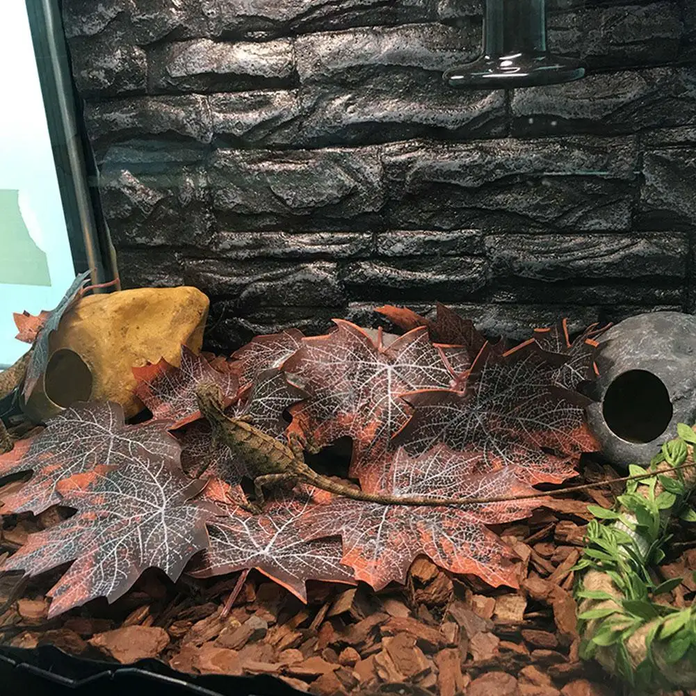 12 шт./компл. Pet искусственные листья Декор жилища для паук ящерицы рептилий