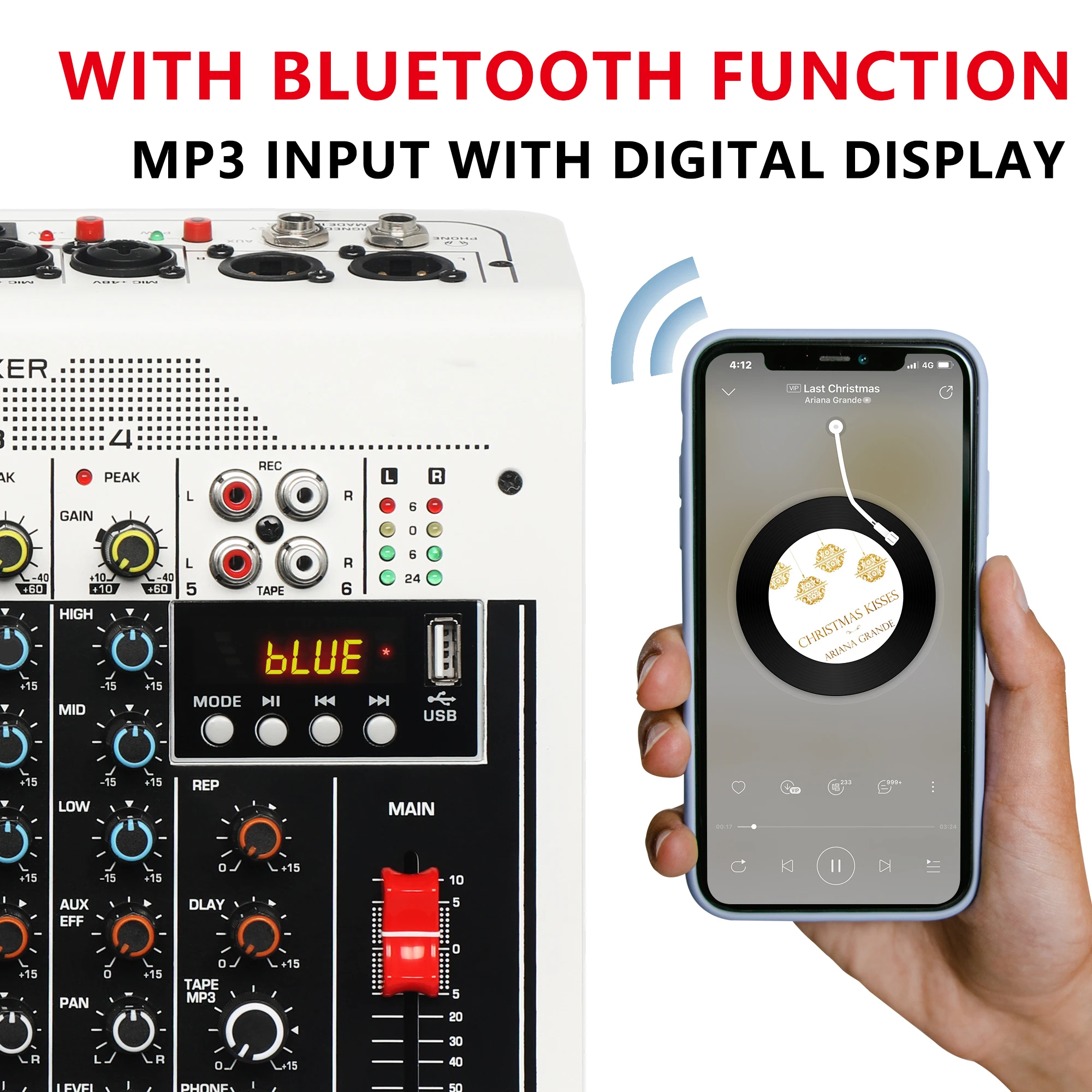 MX-400 Audio микшер 6 каналов USB звуковая карта интерфейсная консоль с Bluetooth 48V
