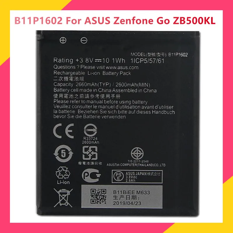 

Original Replacement Phone Battery B11P1602 For ASUS Zenfone Go ZB500KL X00AD X00ADC Genuine Rechargable Batteries 2660mAh