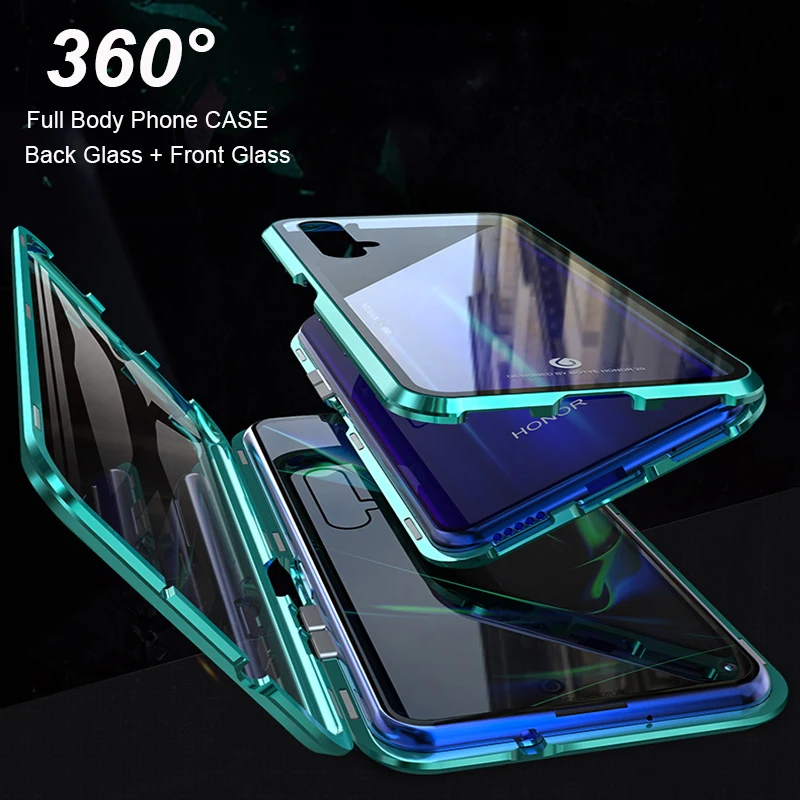 360 магнитный металлический чехол бампер для Oppo F11 Pro A9 A9X Reno 2Z Z прозрачный