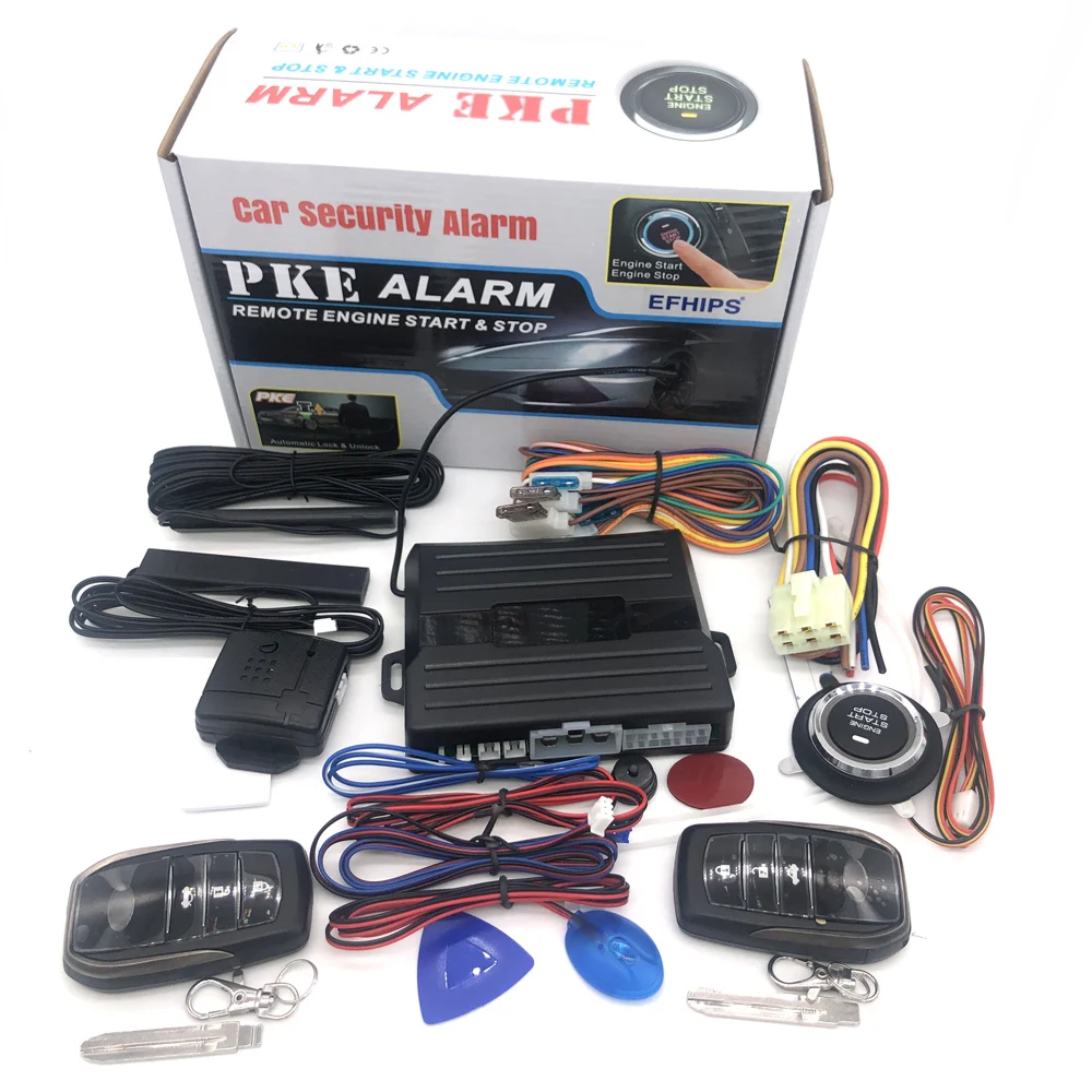 

2021 PKE Keyless Entry car alarm system PKE Push Button Engine Start Stop System can with bypass