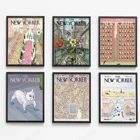 Винтажный журнал New Yorker, принты с несколькими упаковками, постер на холсте, ретро, винтажное искусство, настенная галерея, принты журналов, 90, 80