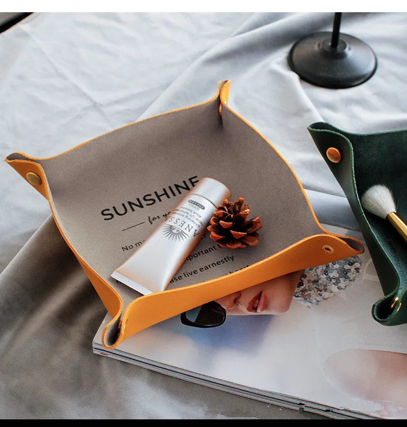 Кожаный ящик для хранения настольная корзина поднос гостиной спальни | Дом и сад