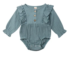 D 0-24M Newborn Toddler Baby Girl Clothes Ruffle Long Sleeve Romper Soft Jumpsuit Outfit Sunsuit - Color: D