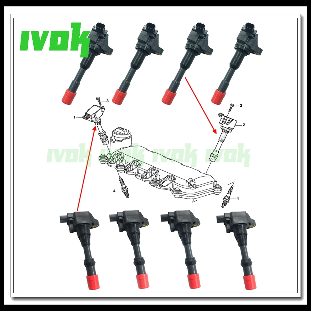 Передняя и задняя Катушка зажигания для Honda CITY Civic 7 8 VII VIII JAZZ FIT 2 3 III 1 4 30520 PWA 003 30521