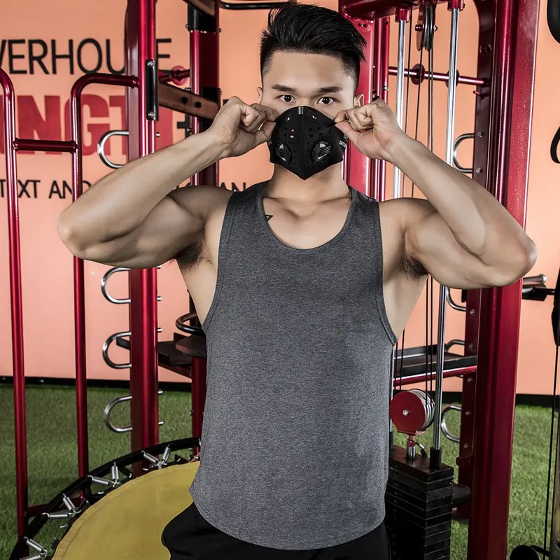 

2021 European and American summer new sports fitness vest men's running training quick-drying vest Slim breathable sleeveless sh