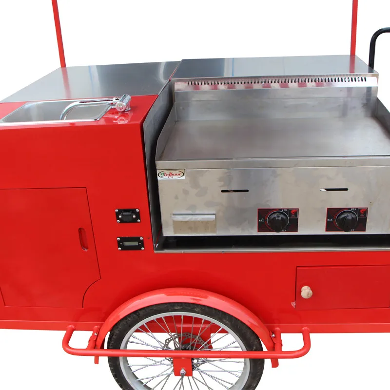 Красного цвета Электрический Грузовой Велосипед уличный вендинг-велосипед