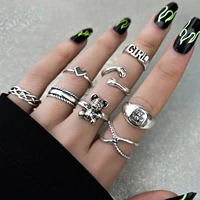 aprilwell 8 pcs punk bear rings set for women gothic letter girl kpop grunge heart cute anillos friends gifts fashion jewelry