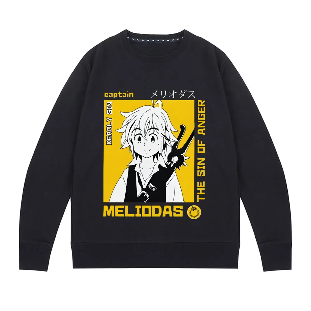 

New Japan Anime Seven Deadly Sins Sweatshirt Men 100% Cotton FashionSweatshirt Manga Nanatsu No Taizai Meliodas Pattern Pullover