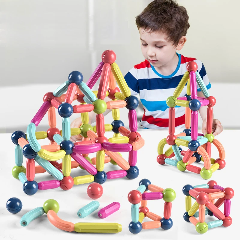 36-144PCS Constructor Variety Magnetic Rod Building Blocks Construction Set Early Learning for Children Toys Gift | Игрушки и хобби