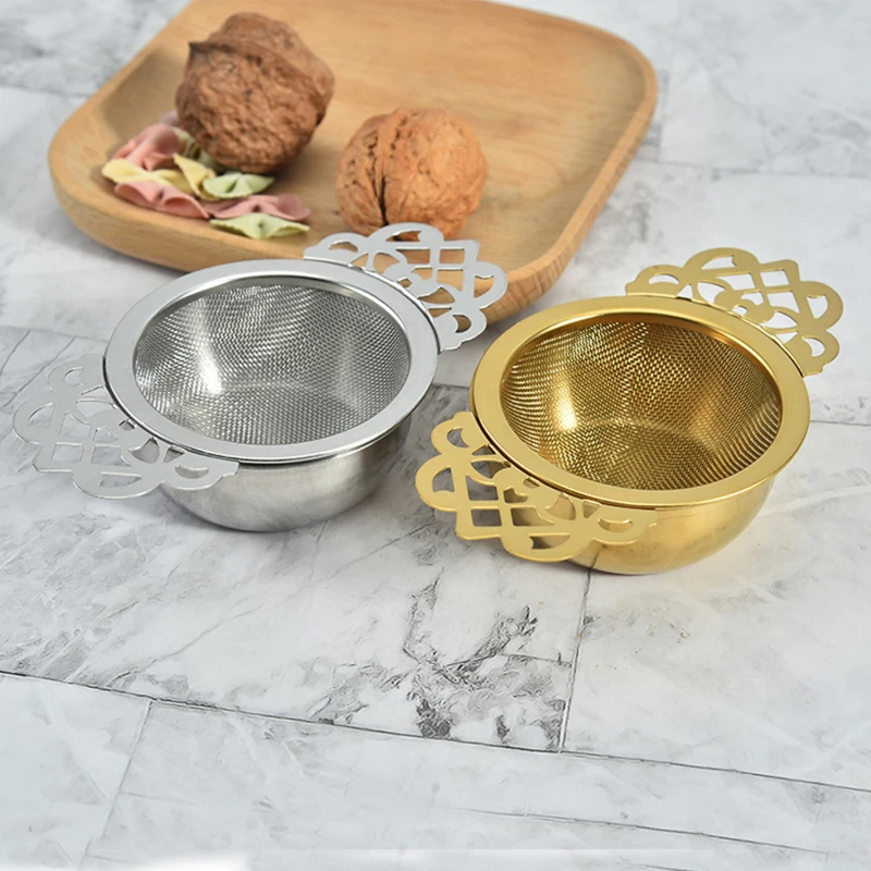 

Stainless Steel Double Ear Spice Infuser Filter Loose Leaf With Drip Bowl Tea Strainer Tea With Double Wing Handles