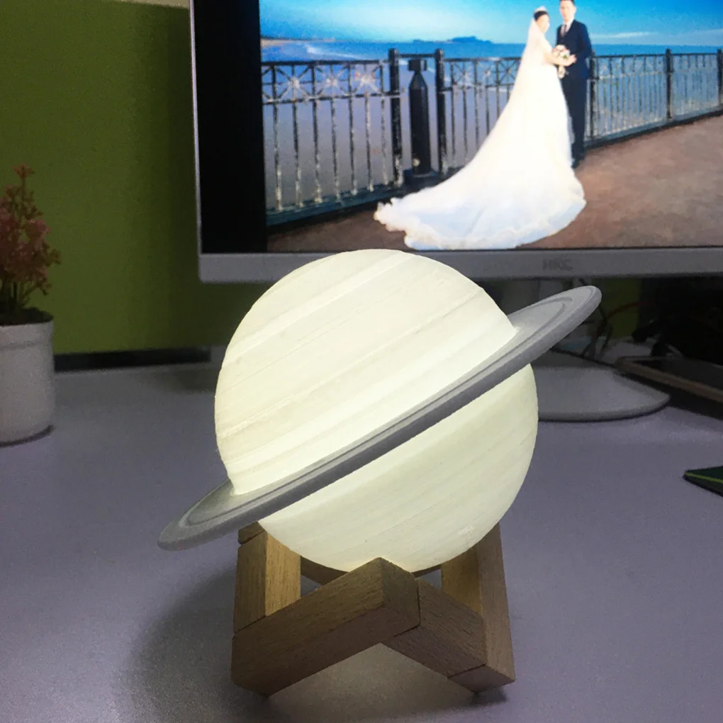 Регулируемая 3 вида цветов 3D Сатурн Ночная лампа для спальни гостиной тумбочка