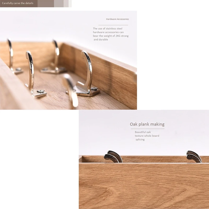 Белая дубовая вращающаяся коробка для ключей полностью твердая древесина