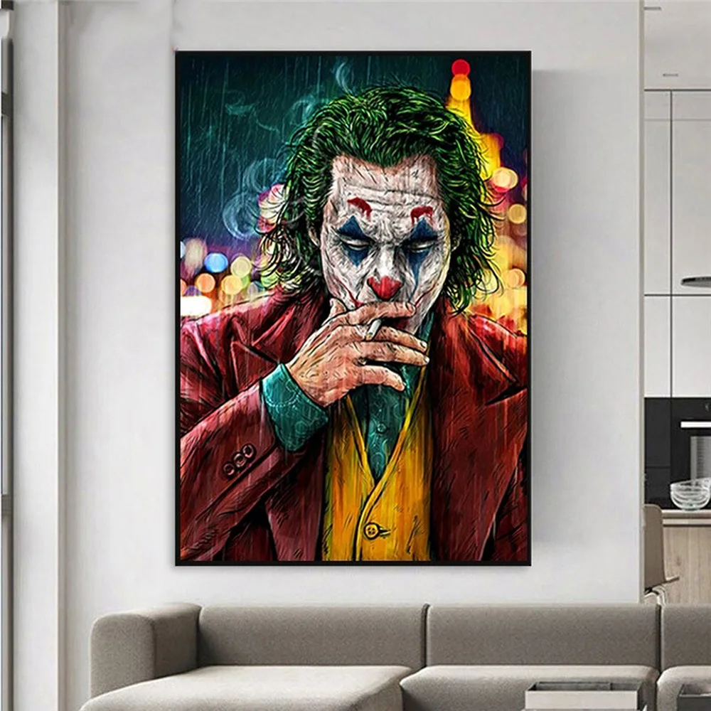 

The Joker Man Oil Canvas Painting Comic-Joker Prints Wall Poster Home Decor Painting Wall Pictures for Living Room Decoration