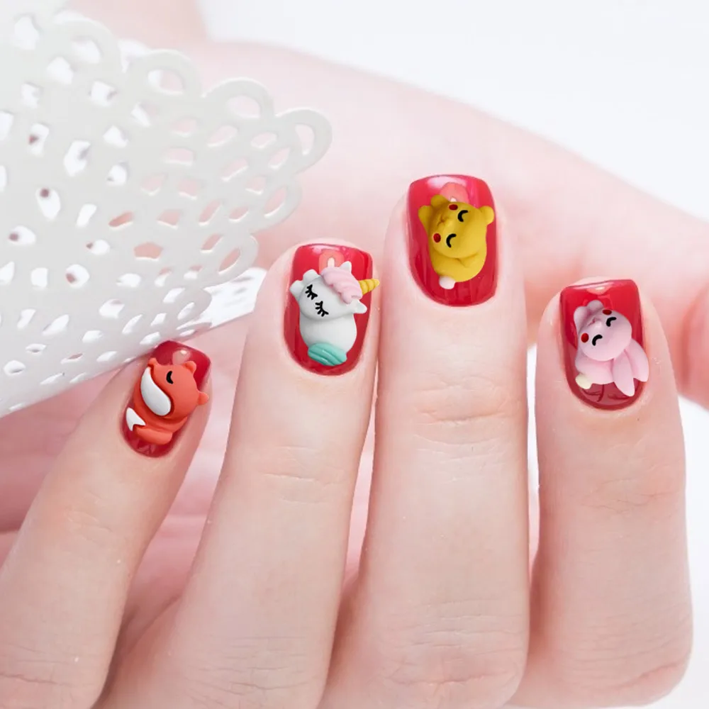 12Gird/Box Kawaii мультяшный дизайн ногтей украшение 3D корейские мульти-формы милые