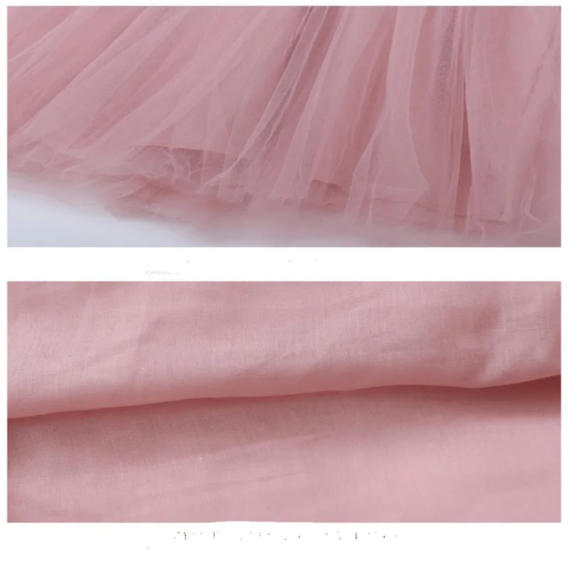 

Children's skirt little girl solid color mesh short-sleeved fluffy dress children show skirt princess skirt