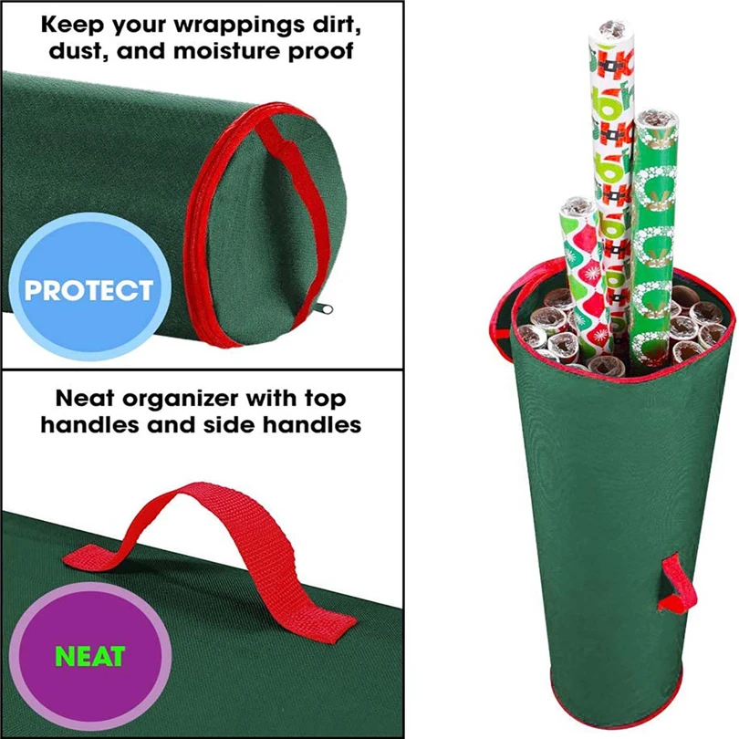 

Christmas Wrapping Paper Storage Bag Container Fits 14-20 Gift Wrap Rolls Holder Heavy Duty Tear Proof Wrap Storage Organizer60