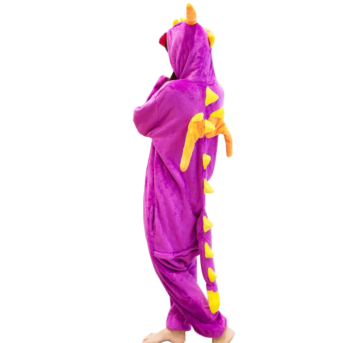 Кигуруми фиолетовый костюм динозавра дракона Детская Пижама комбинезон для