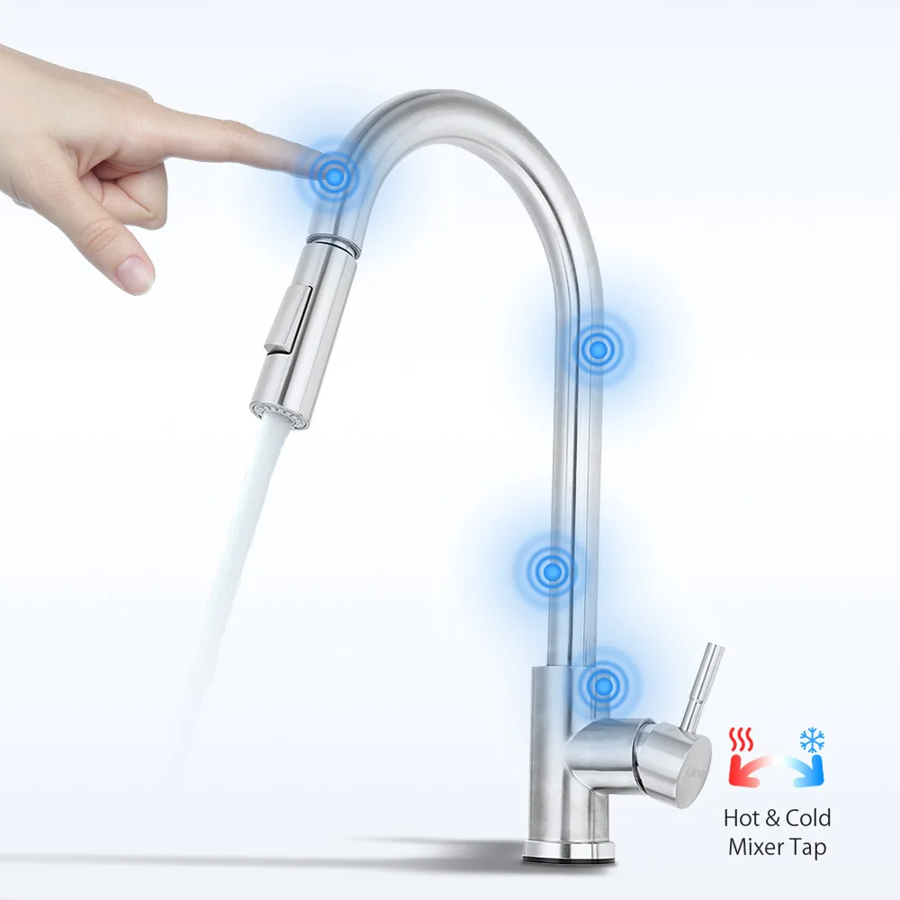 

Stainless Steel Touch Control Kitchen Faucets Smart Kitchen Mixer Touch Sensor Faucet for Kitchen Pull Out Sink Taps Deck Mount