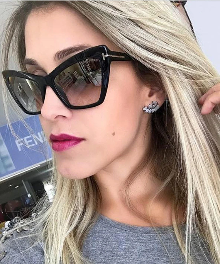 Очки солнцезащитные женские кошачий глаз модные брендовые дизайнерские