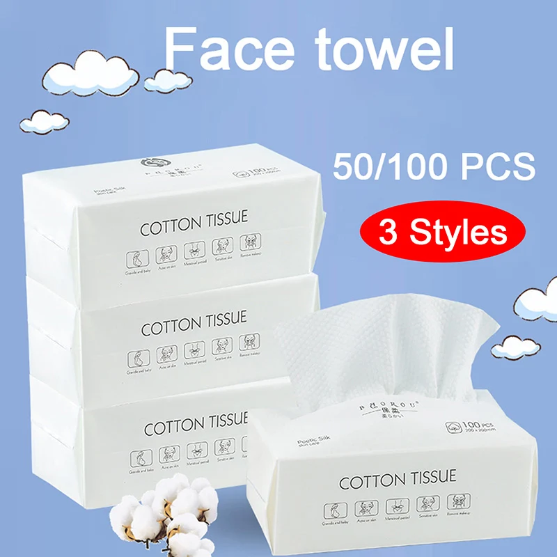 

100Pcs Disposable Face Towel Cotton Makeup Cleaning Facial Napkin Wipes Washing