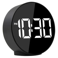 night mode battery powered home round digital clock voice control wake up office electronic easy reading temperature display led