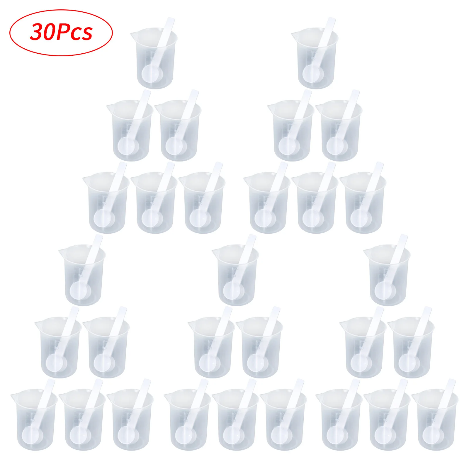 30 набор Градуированный Пластик мерные чашки с ложки комплект 100 мл носик