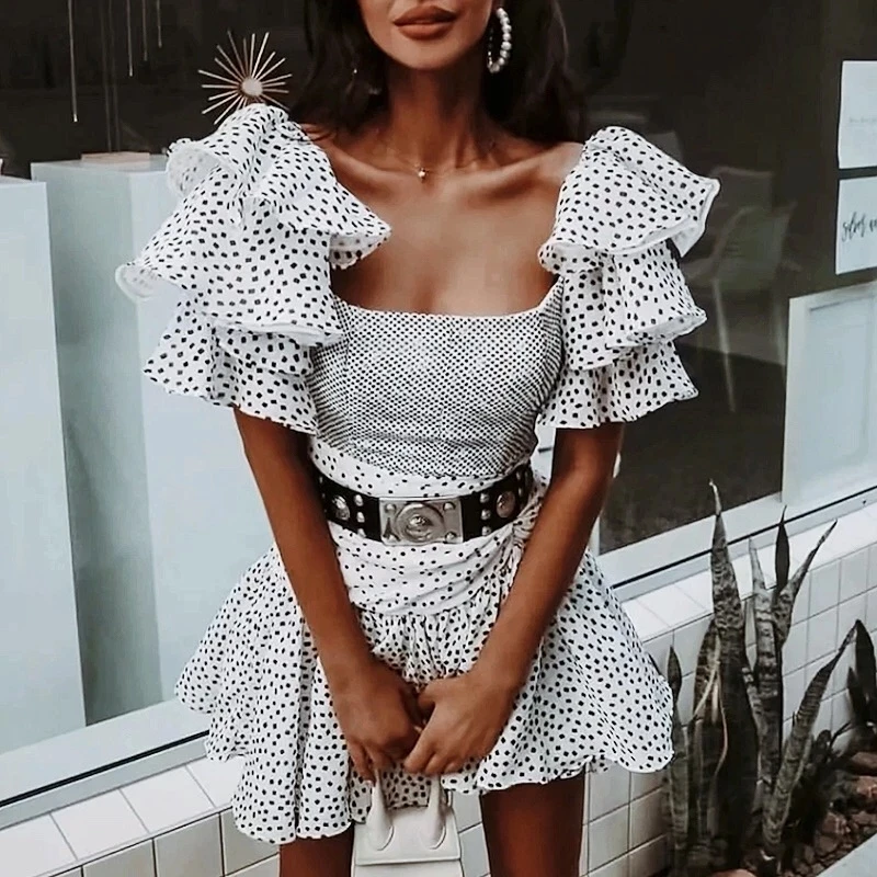 Богемный Вдохновленный Летнее мини-платье с открытыми плечами и оборками