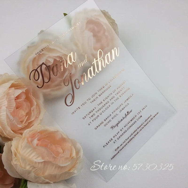 Приглашения на свадьбу из фольги акриловые минималистичные открытки для ответа