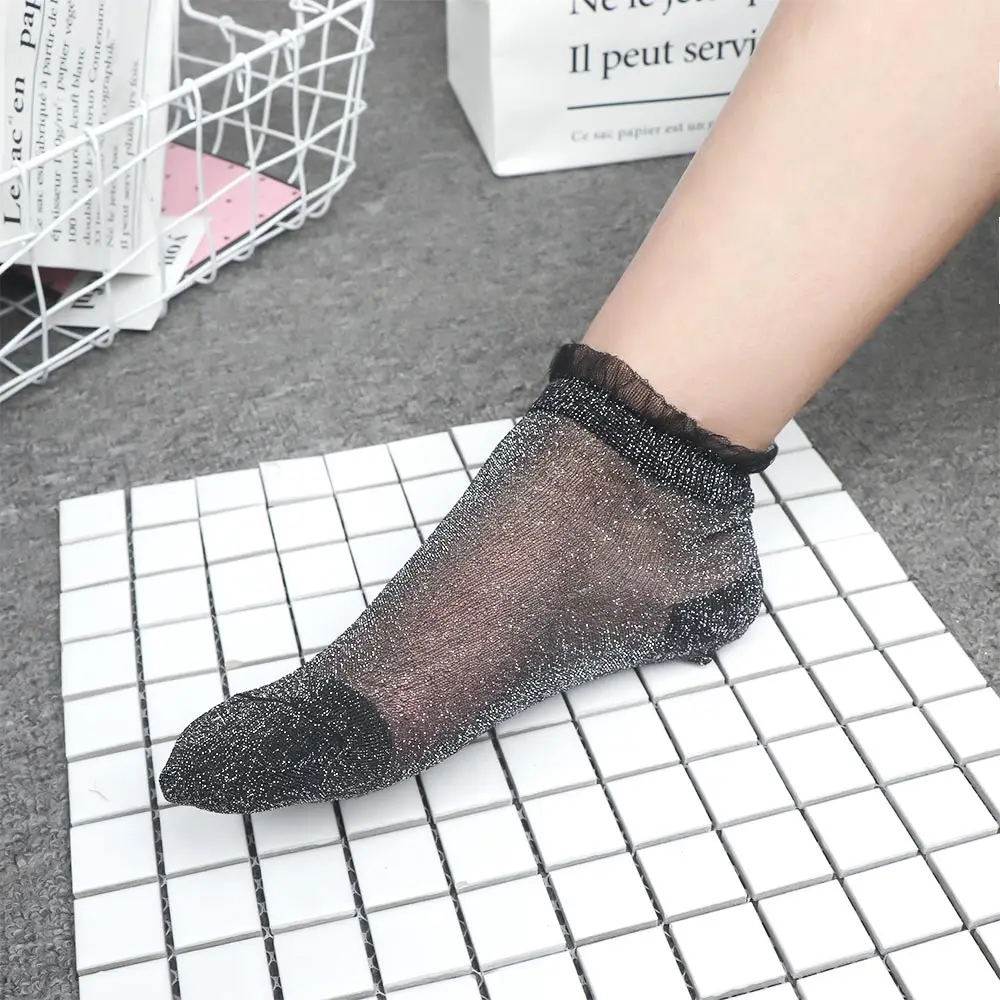 1 пара блестящие женские носки модные шелковые короткие мягкие забавные в стиле