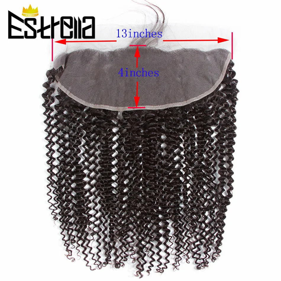 Кудрявые кудрявые 1 шт. 13 × 4 фронтальные волосы на сетке бразильские не Реми 100%