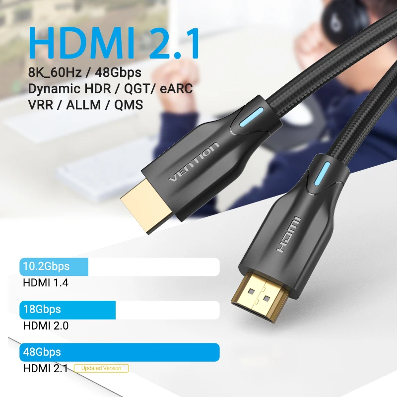 Vention HDMI 2 1 кабель 8K/60Hz 4K/120Hz 48 Гбит/с сплиттер цифровой для PS4 PS5 TV Box HDR10 + Xiaomi Mi 8K