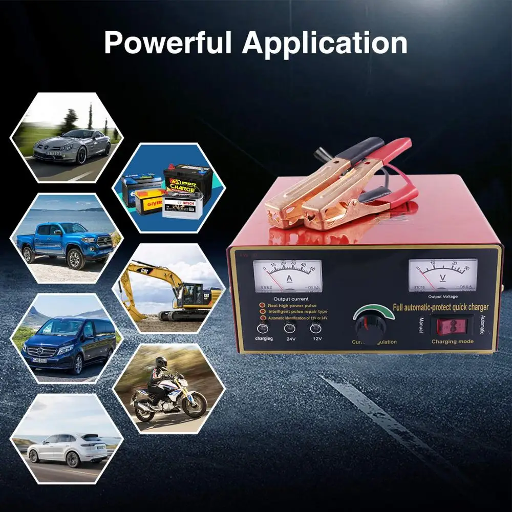 Мощное автоматическое зарядное устройство 600 Вт 12 В 24 для автомобиля